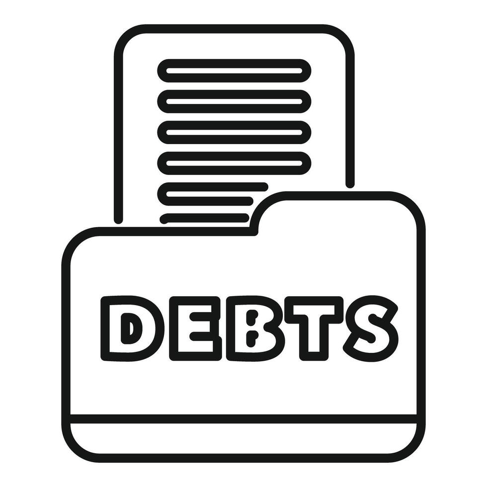 Debt folder containing financial documents icon vector