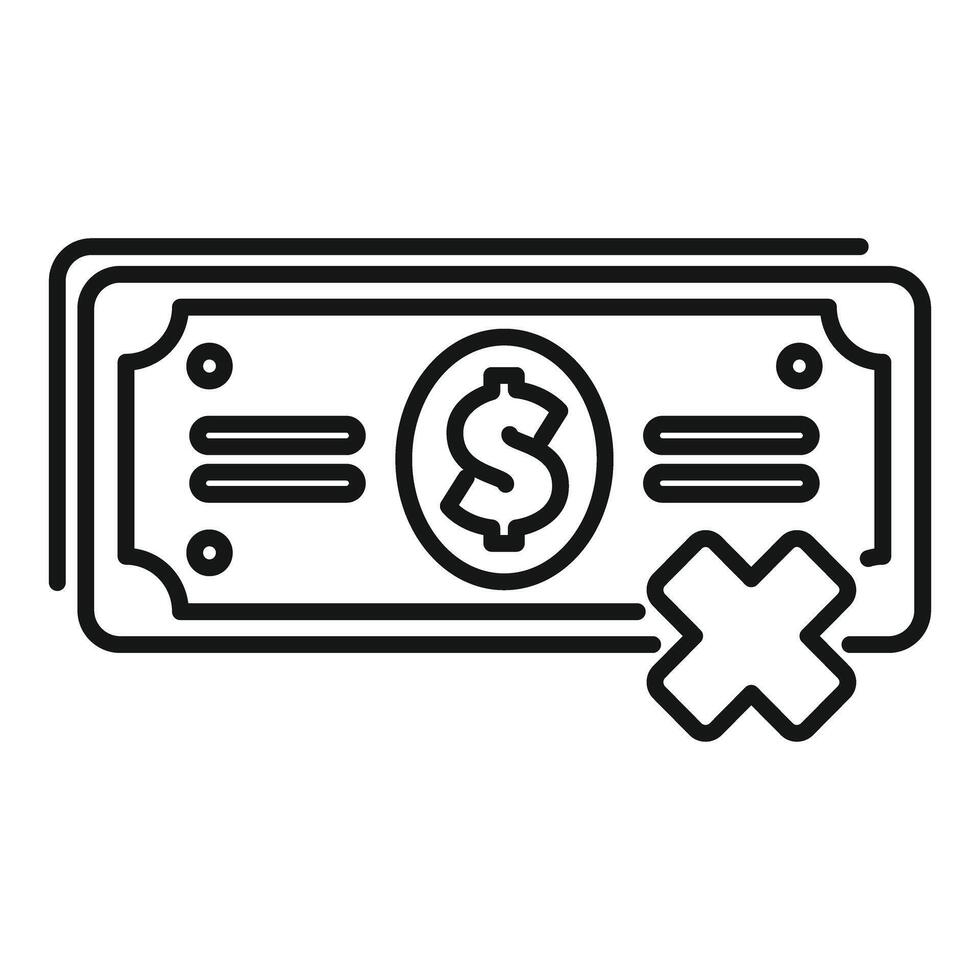 Dollar banknote with a cross over representing refused payment vector