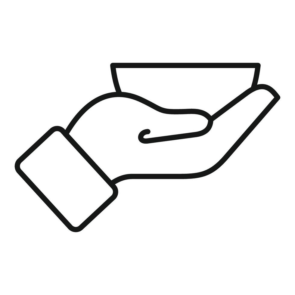 Businessman holding empty bowl icon thin line for web design vector