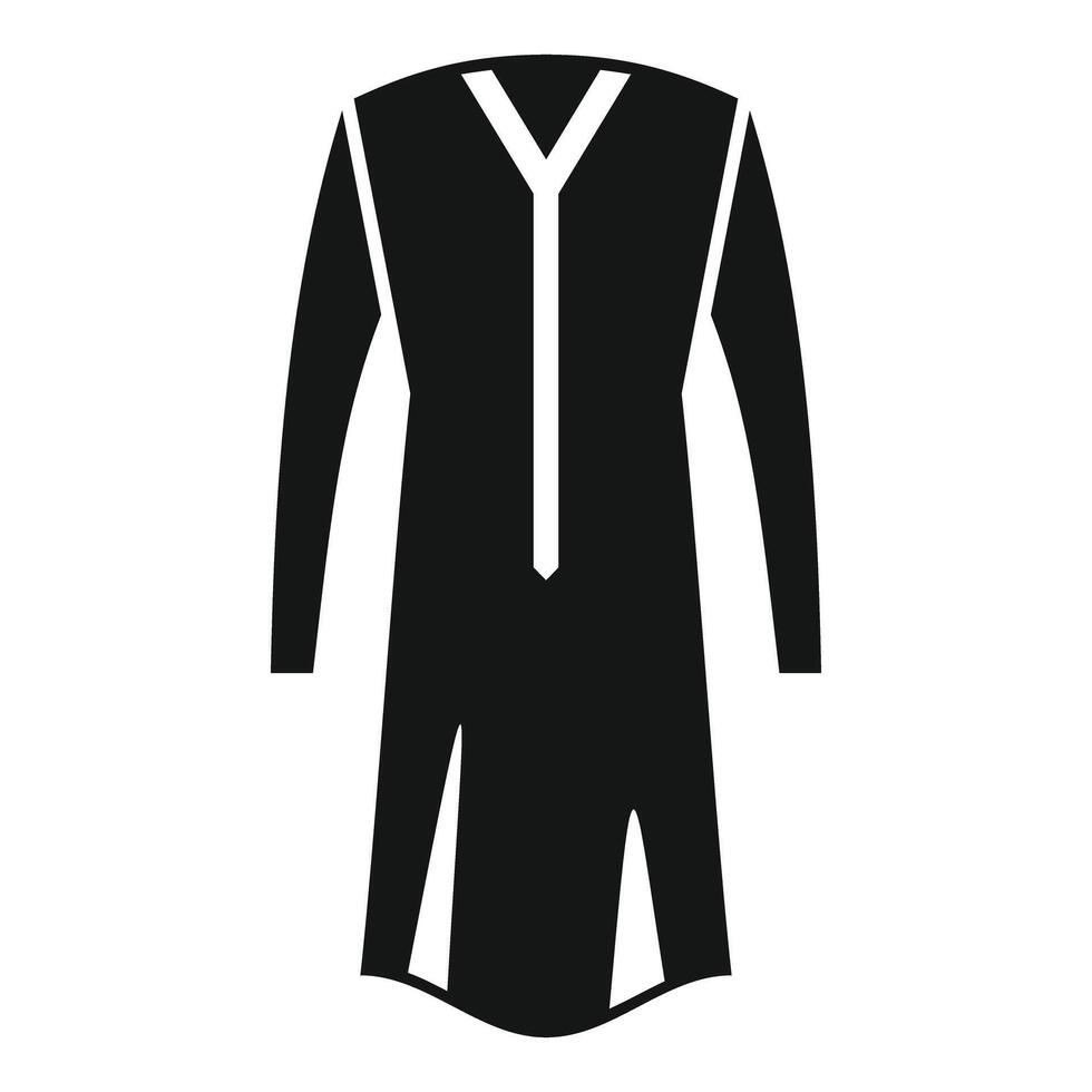 Black long sleeve dress icon, simple style vector