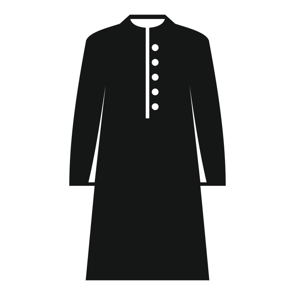 Black kurta traditional indian clothing featuring long sleeves and buttons vector