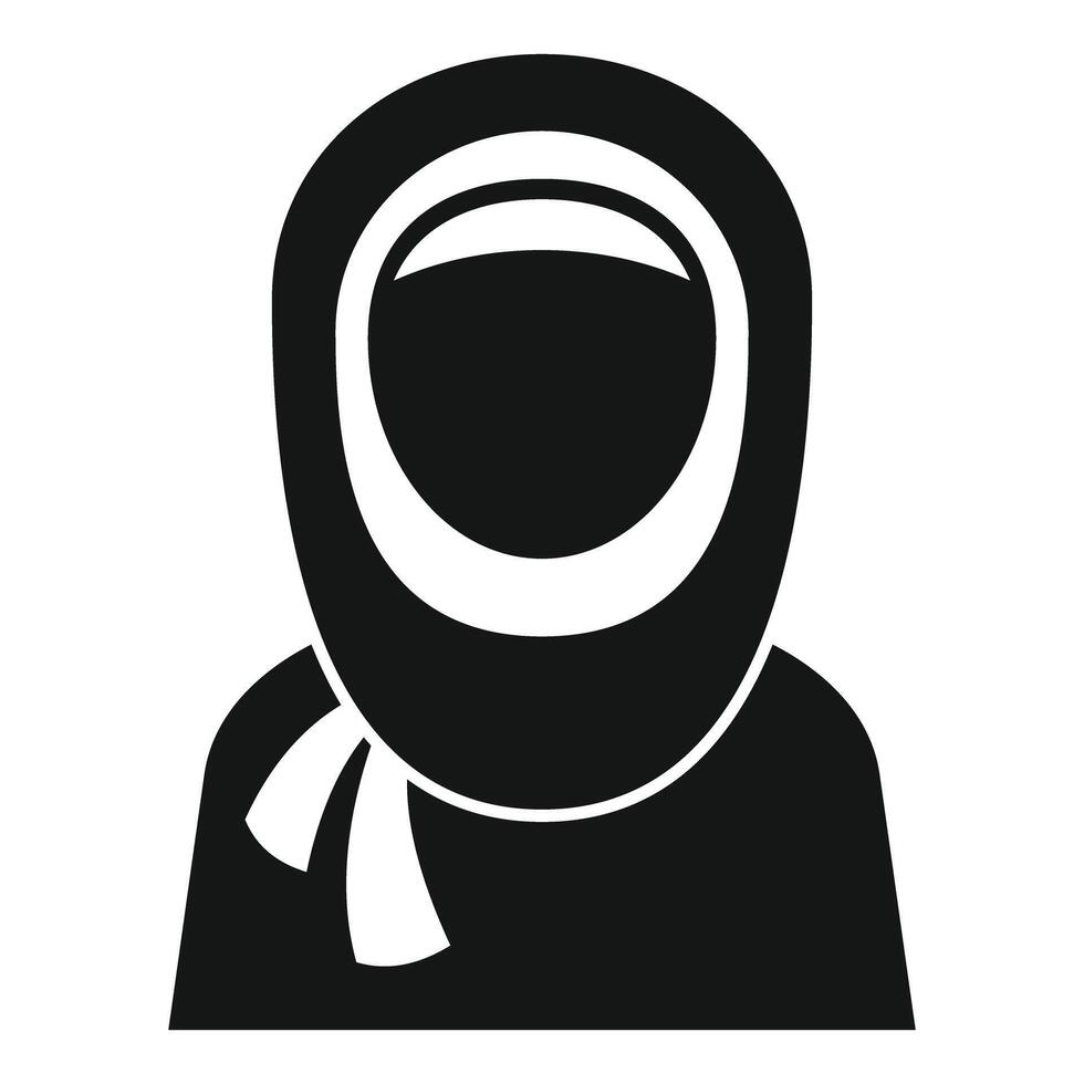 Muslim woman wearing traditional hijab simple icon vector