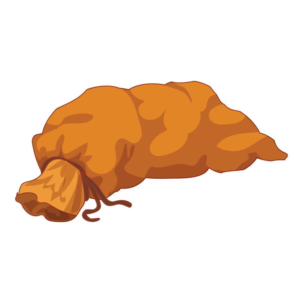 Full orange sack lying horizontally tied with rope vector