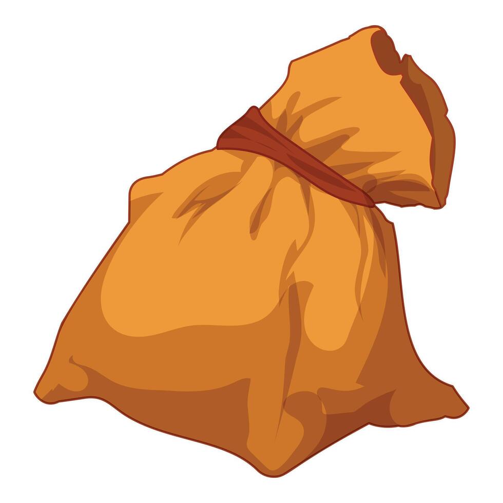 Full canvas bag tightly tied with brown rope vector