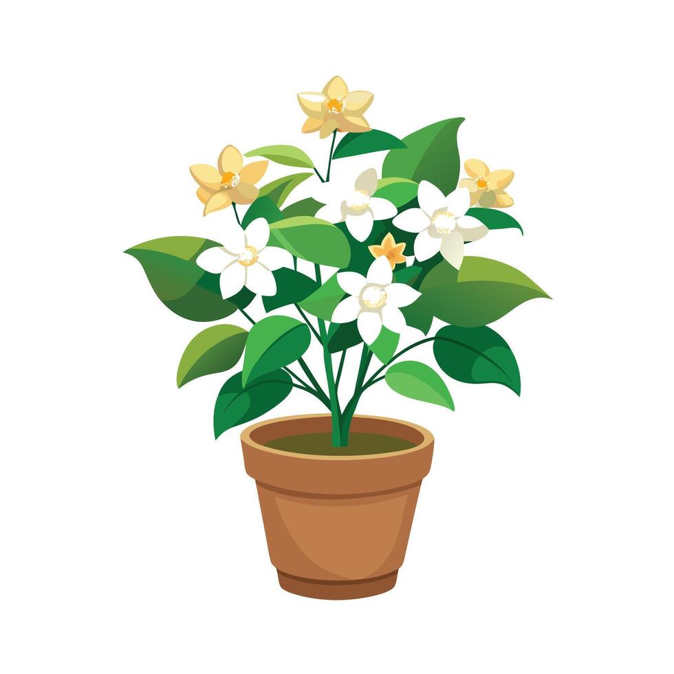 Beautiful Flowerpot Houseplant Illustration vector