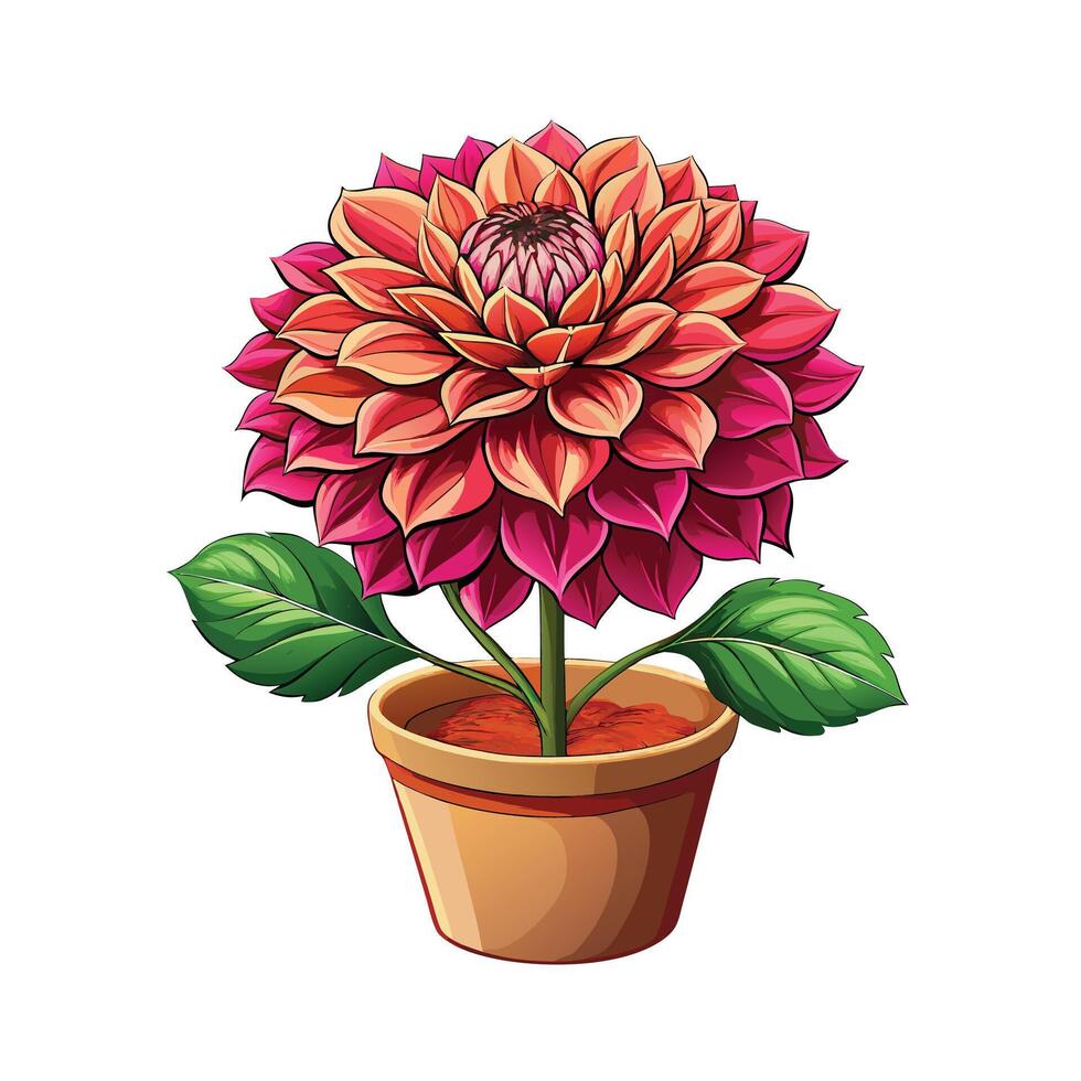 Beautiful Flowerpot Houseplant Illustration vector