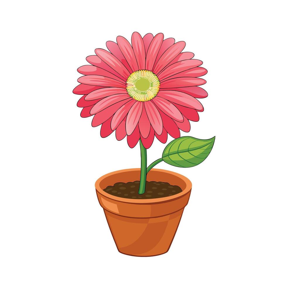 Beautiful Flowerpot Houseplant Illustration vector