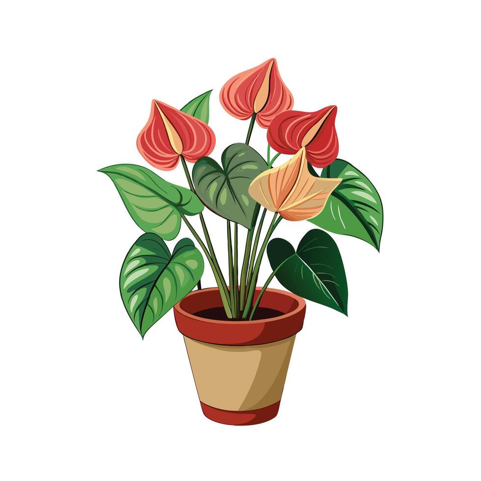 Beautiful Flowerpot Houseplant Illustration vector