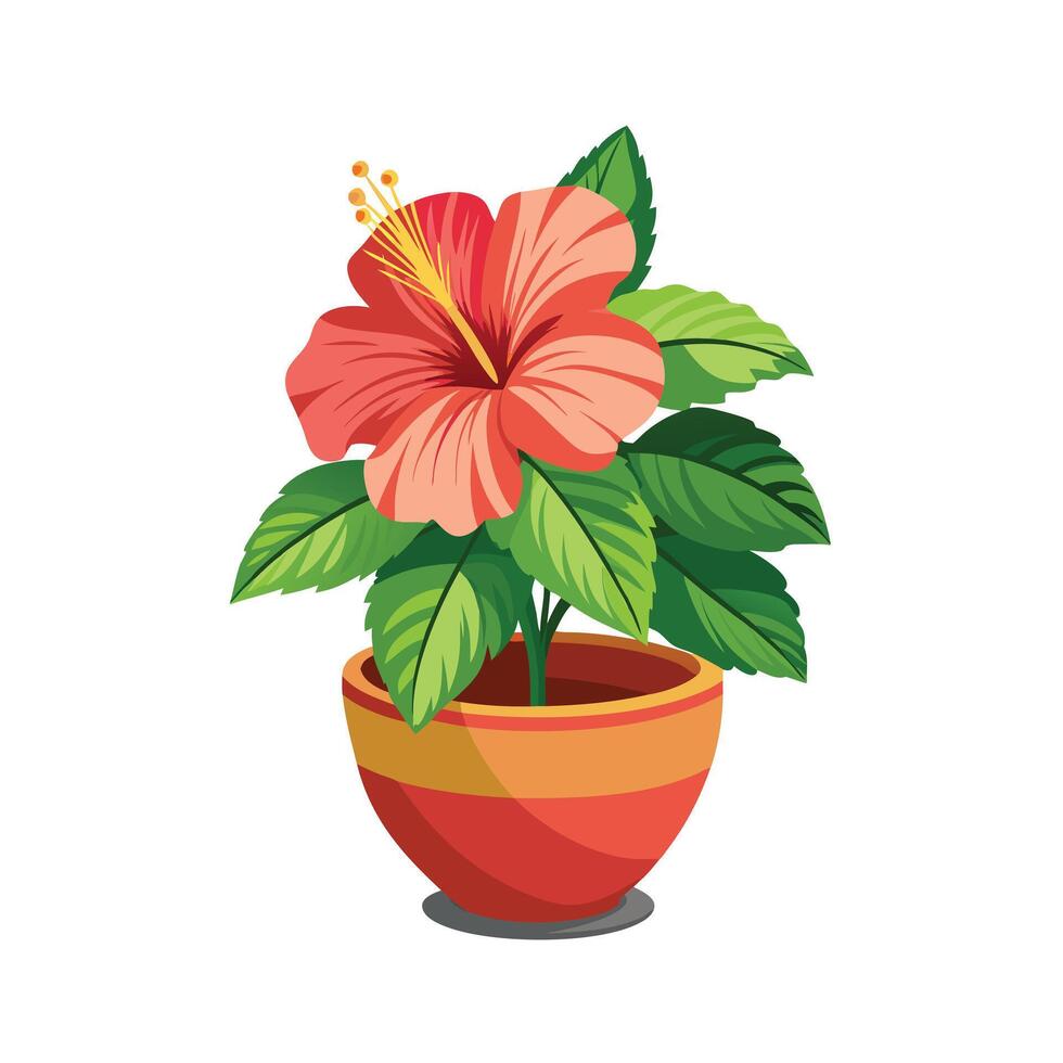 Beautiful Flowerpot Houseplant Illustration vector
