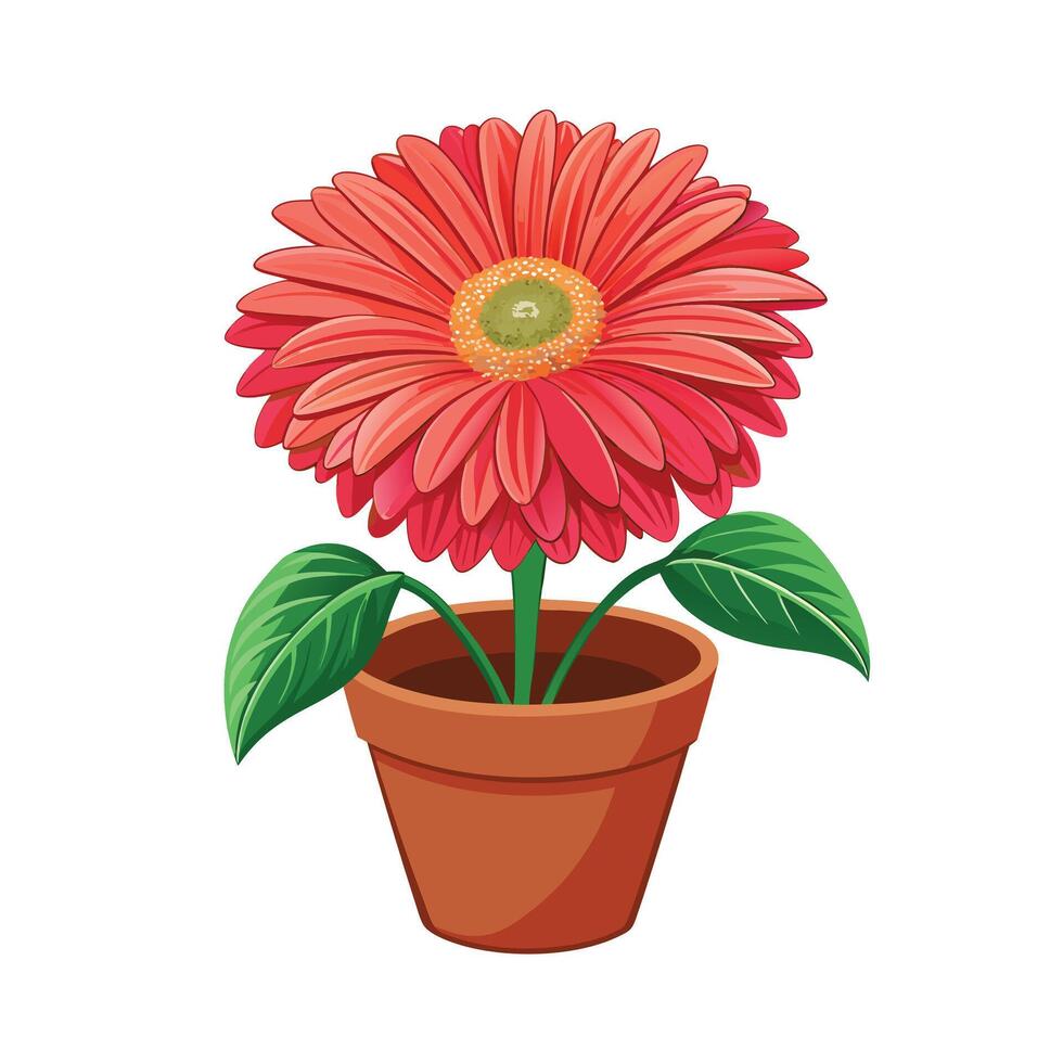 Beautiful Flowerpot Houseplant Illustration vector