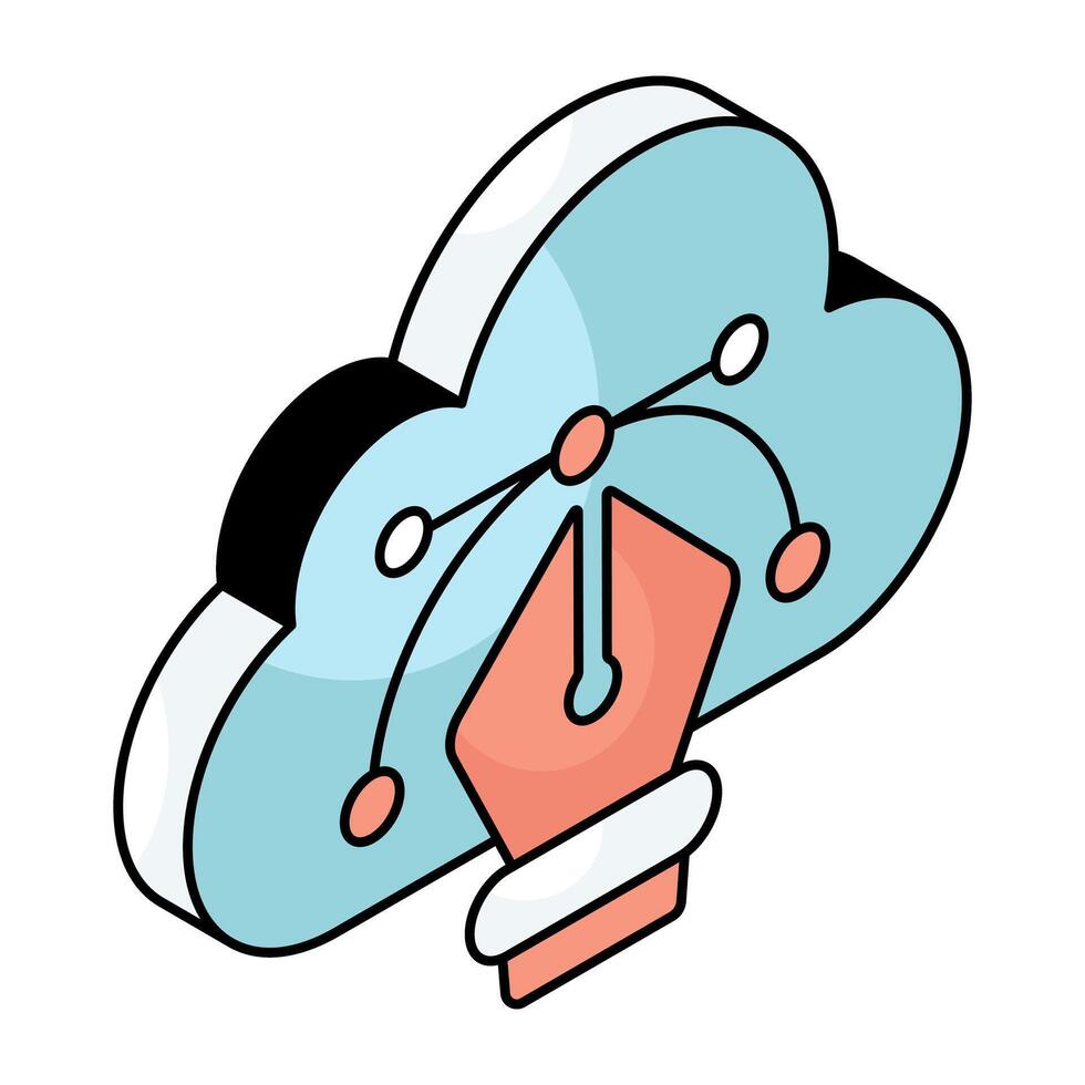 Pen with nodes, bezier tool icon vector