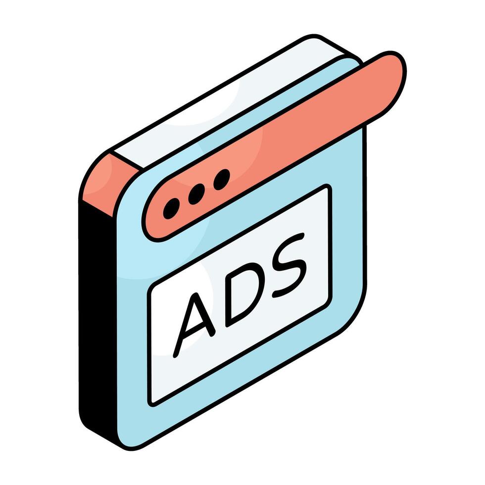Conceptual flat design icon of web ad vector