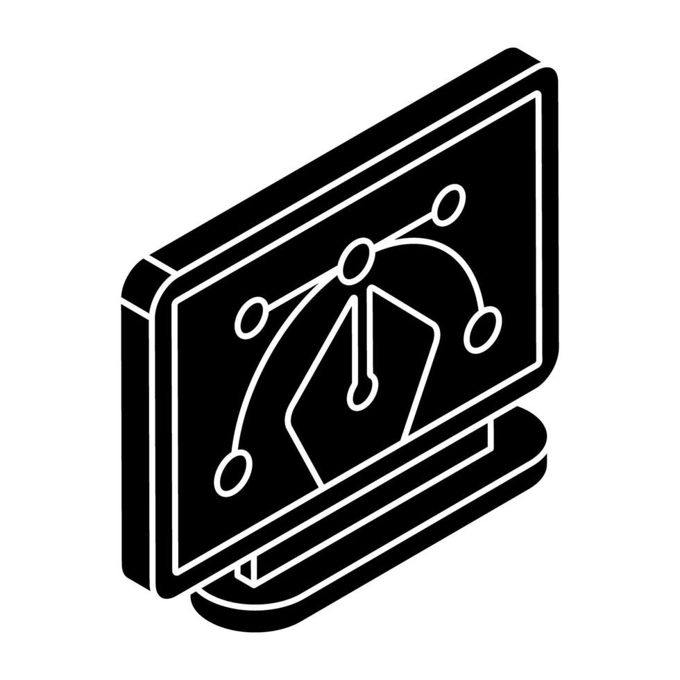 Pen with nodes, bezier tool icon vector