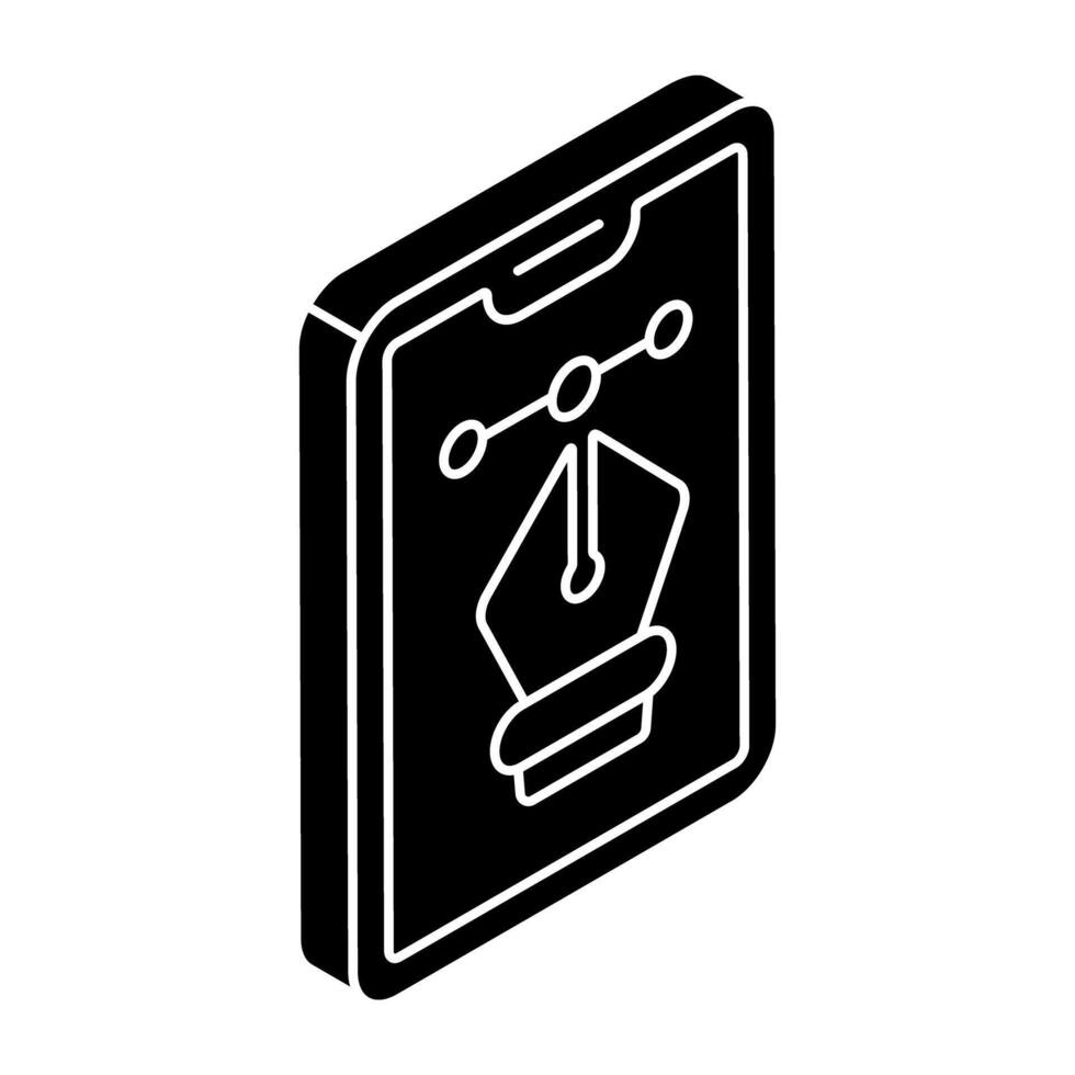 Pen with nodes, bezier tool icon vector