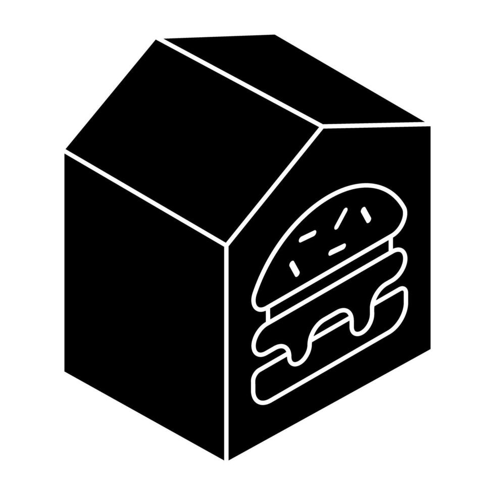 A colored design icon of burger box vector