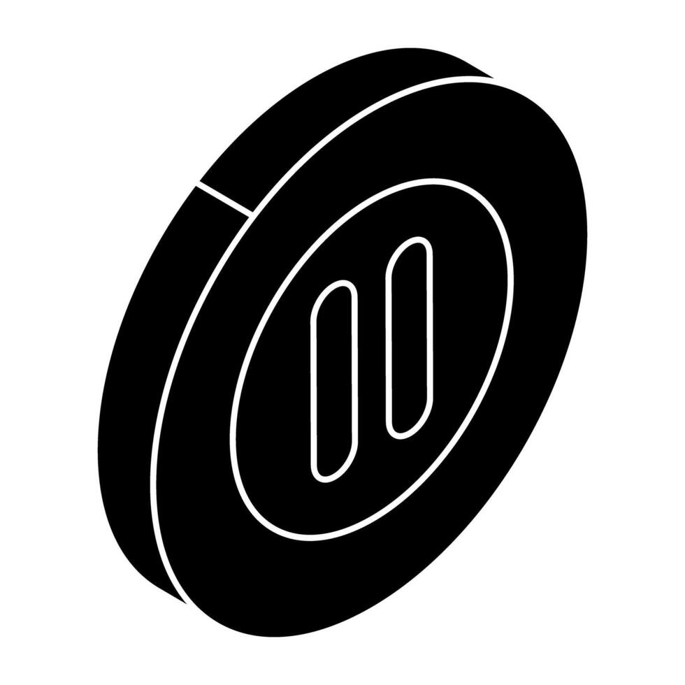 Conceptual flat design icon of pause button vector
