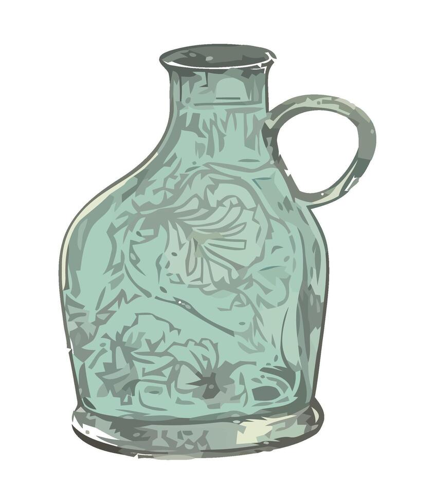 Ornate glass bottle with fresh wine icon isolated vector