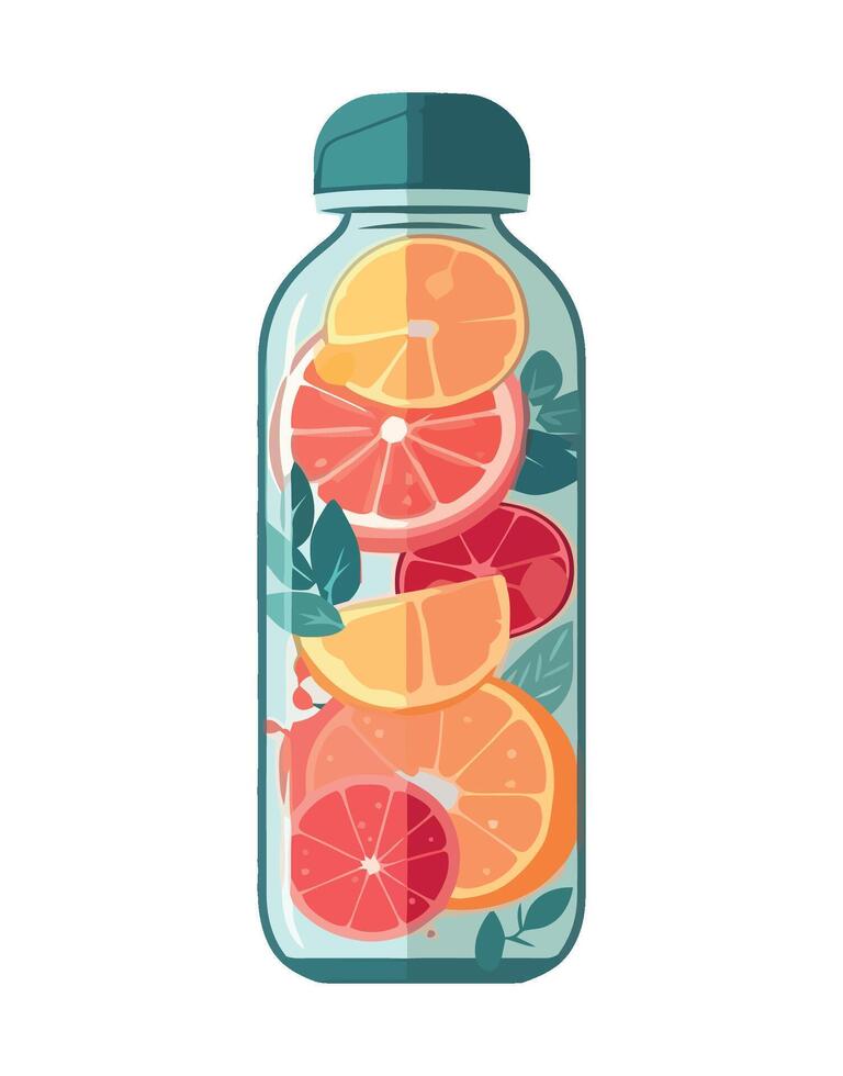 Fresh citrus cocktail in a jar, refreshing summer drink icon isolated vector