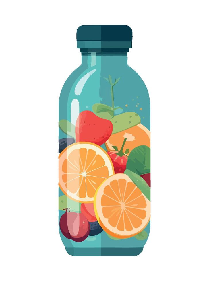 Fresh citrus cocktail in organic summer jar icon isolated vector