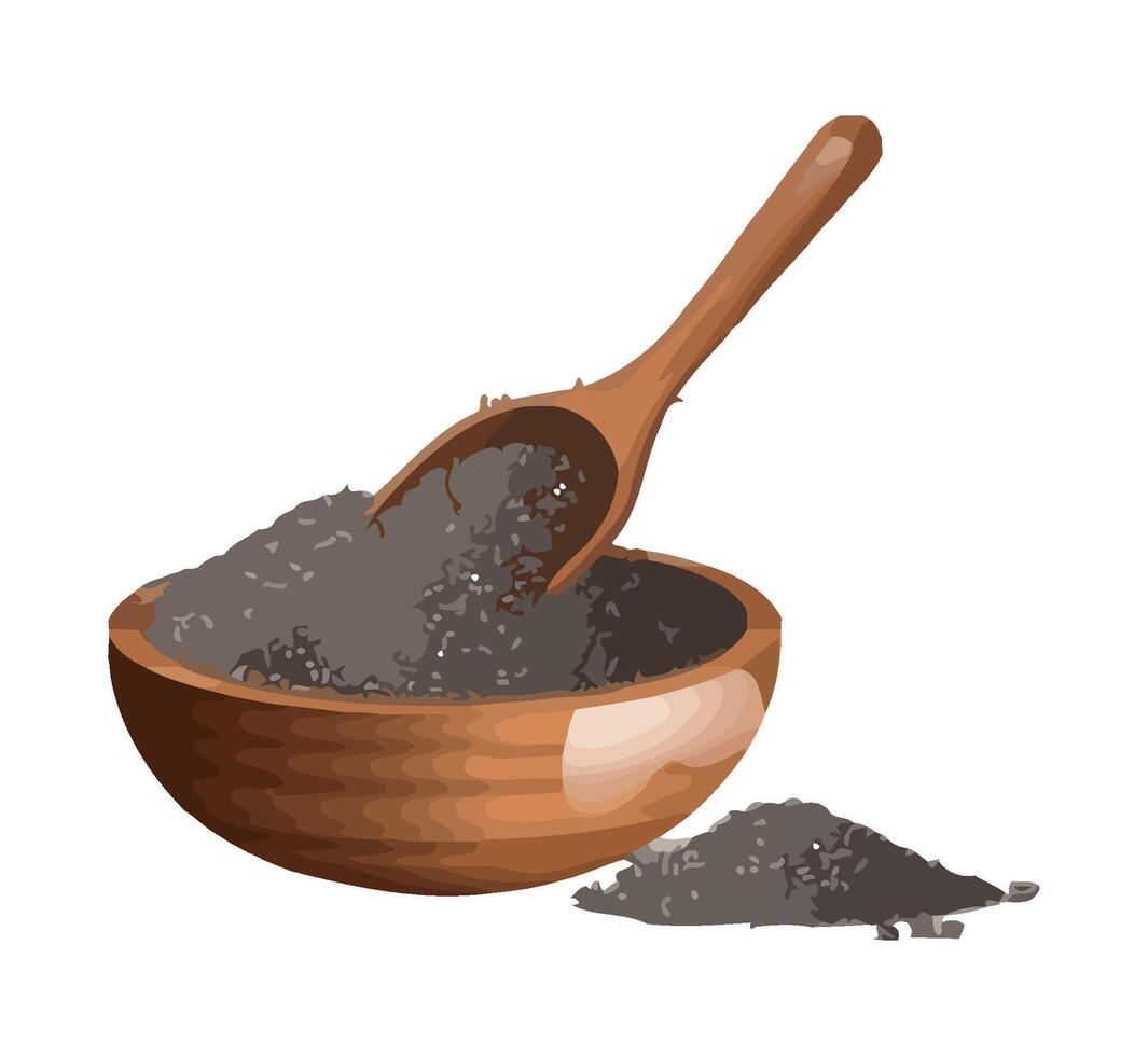 Organic fresh ingredients, wooden spoon icon isolated vector
