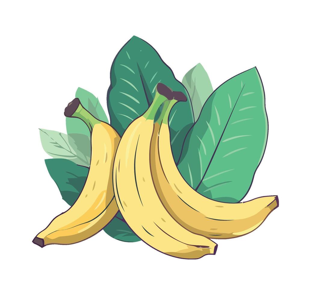 Juicy yellow banana, healthy eating icon isolated vector