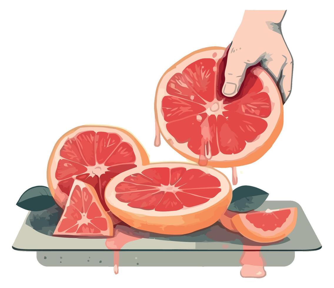 Juicy grapefruit slice, hand-picked for freshness isolated vector