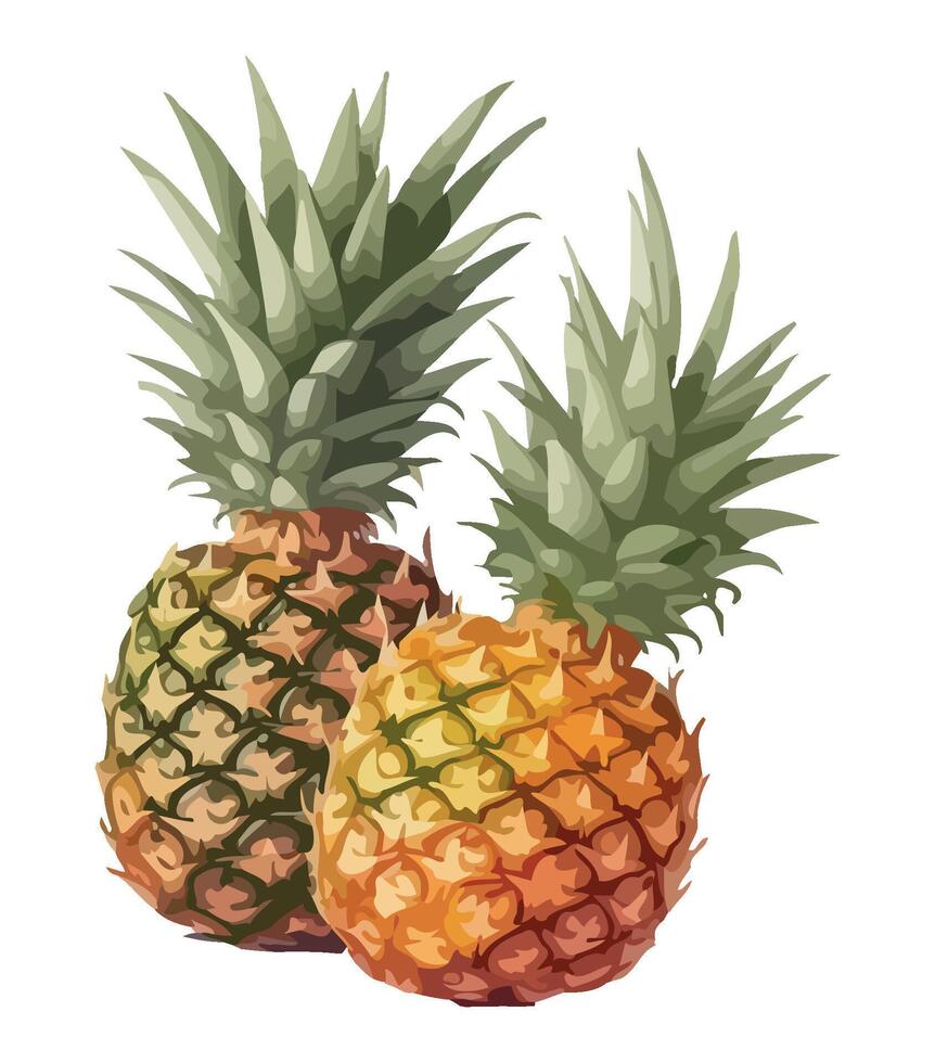 Ripe pineapple, fresh and juicy tropical refreshment icon isolated vector