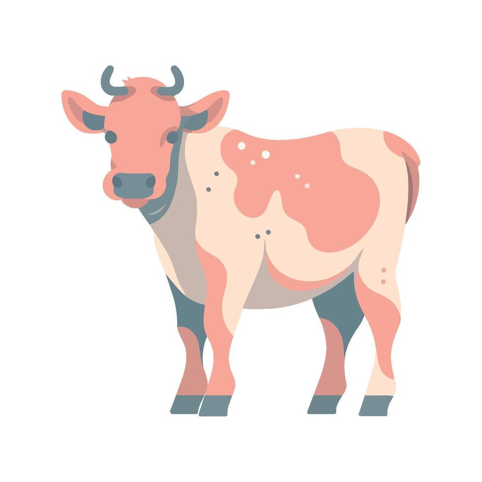 Standing bull grazing in meadow, isolated icon isolated vector