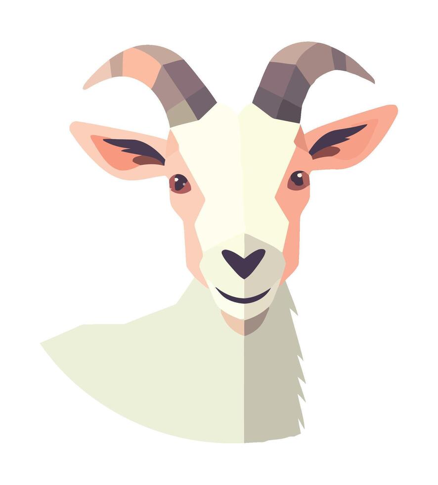 Cute goat grazing on farm, mascot icon isolated vector
