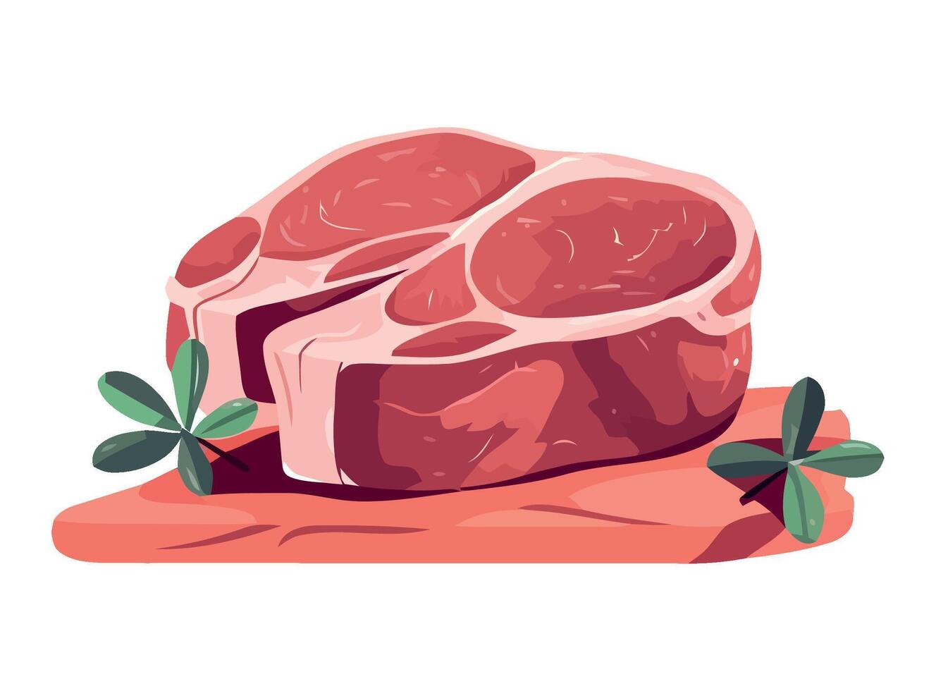 Fresh pork chop on organic leaf plate icon isolated vector