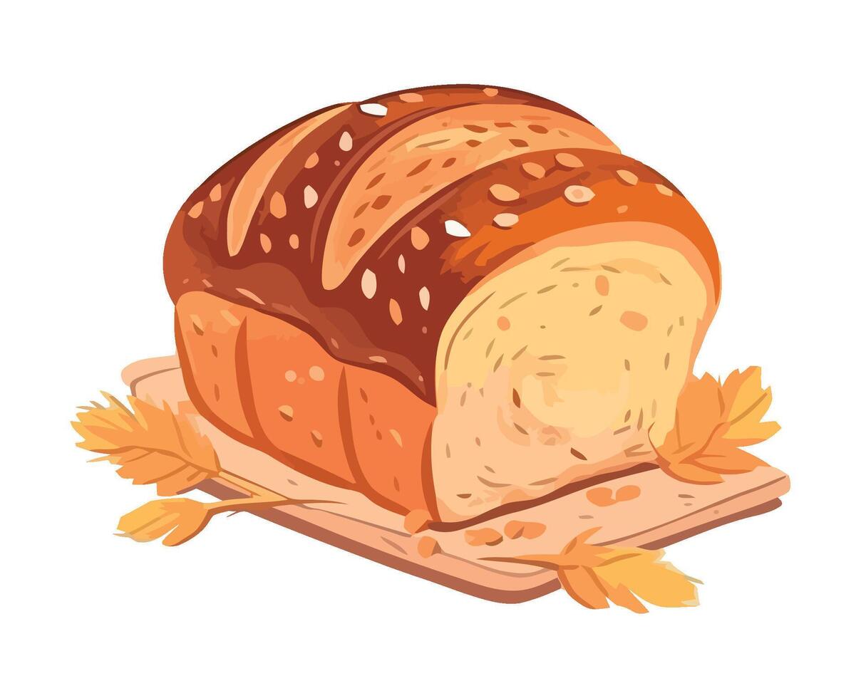 Freshly baked bread and meat for lunch icon isolated vector