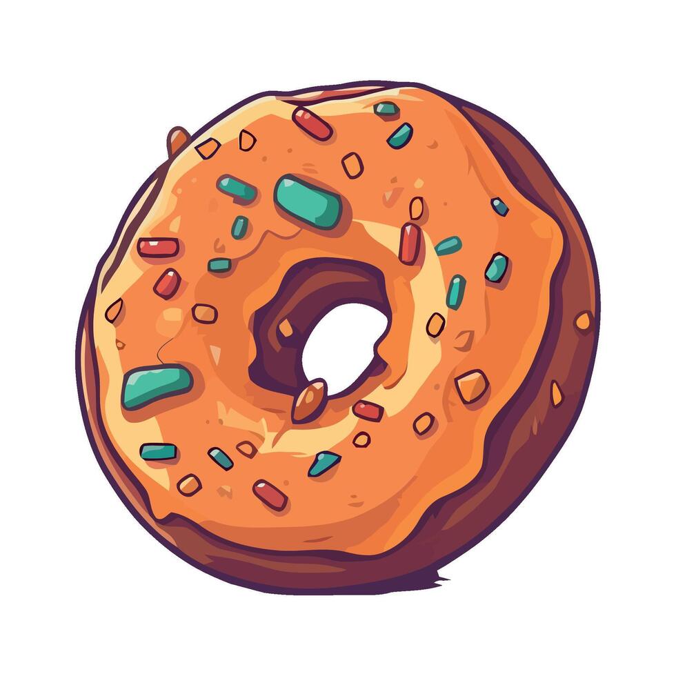 Sweet donut with sprinkles icon isolated vector
