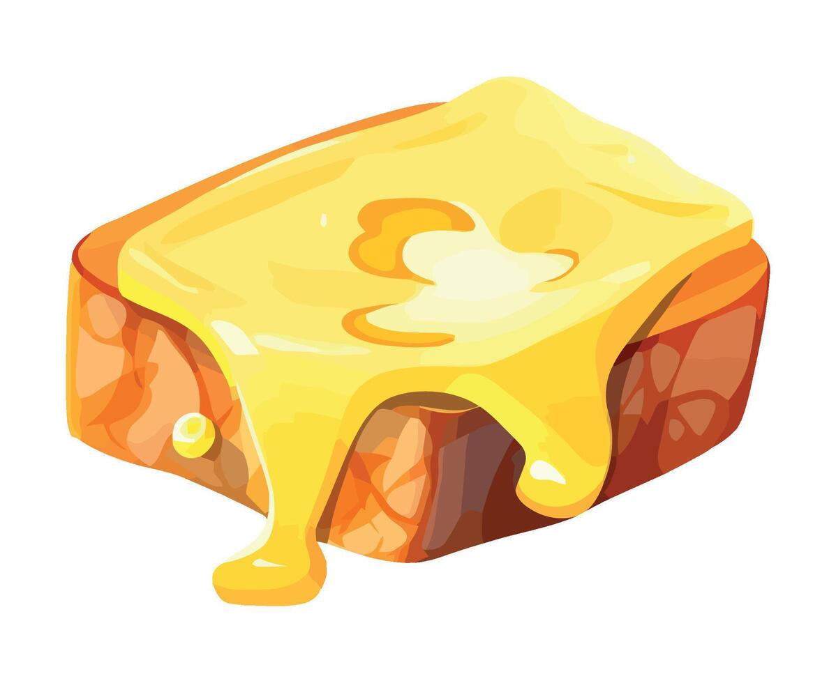 Fresh gourmet bread with cheese, healthy eating icon isolated vector
