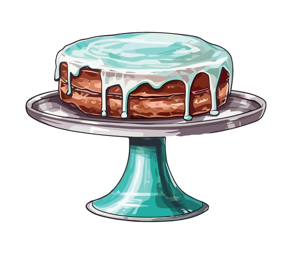 Hand holding sweet cake plate with cream icon isolated vector