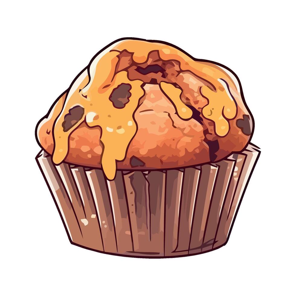 Gourmet cupcake baked with chocolate icon isolated vector