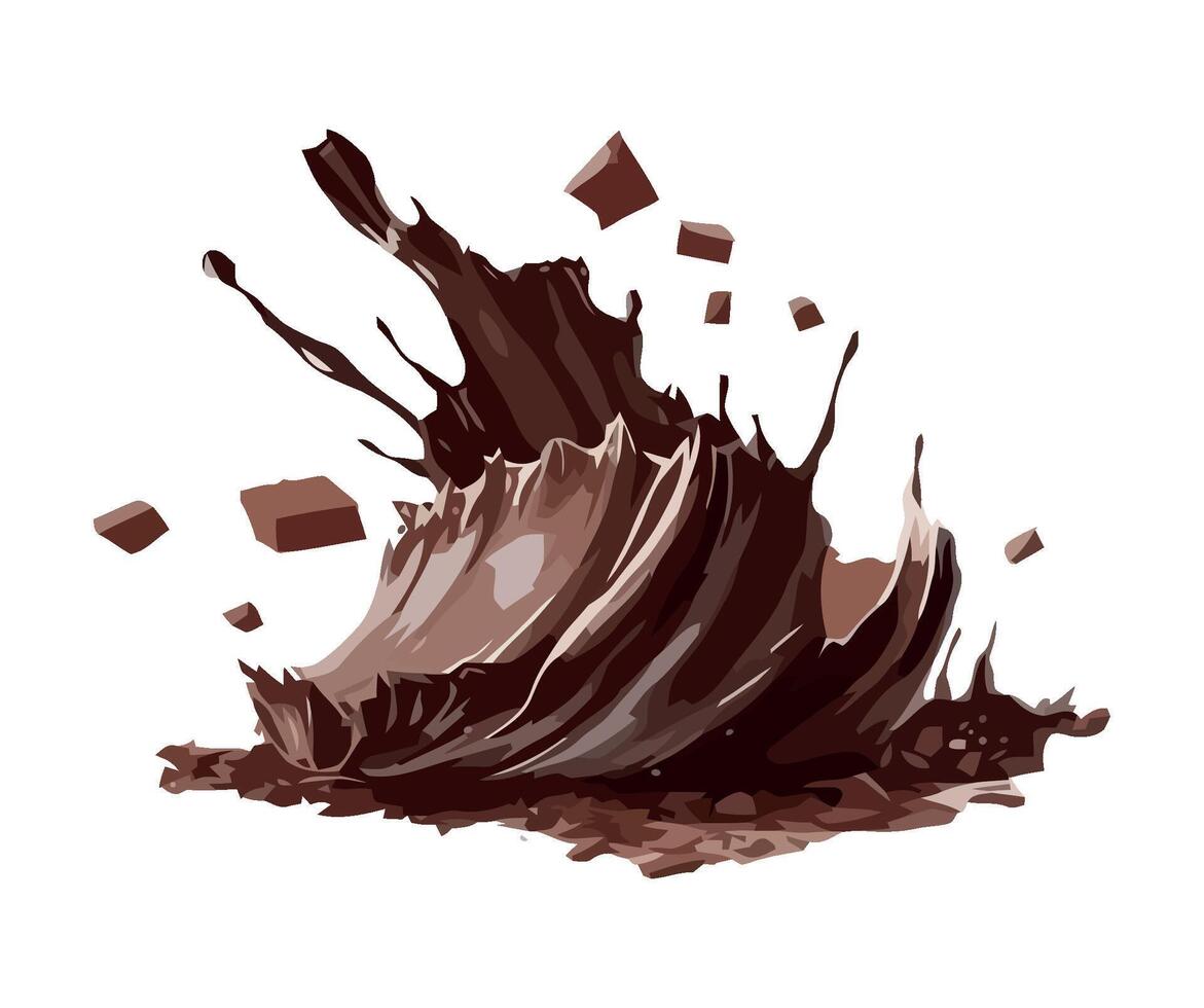 Splashing Chocolate sweet food on isolated icon isolated vector