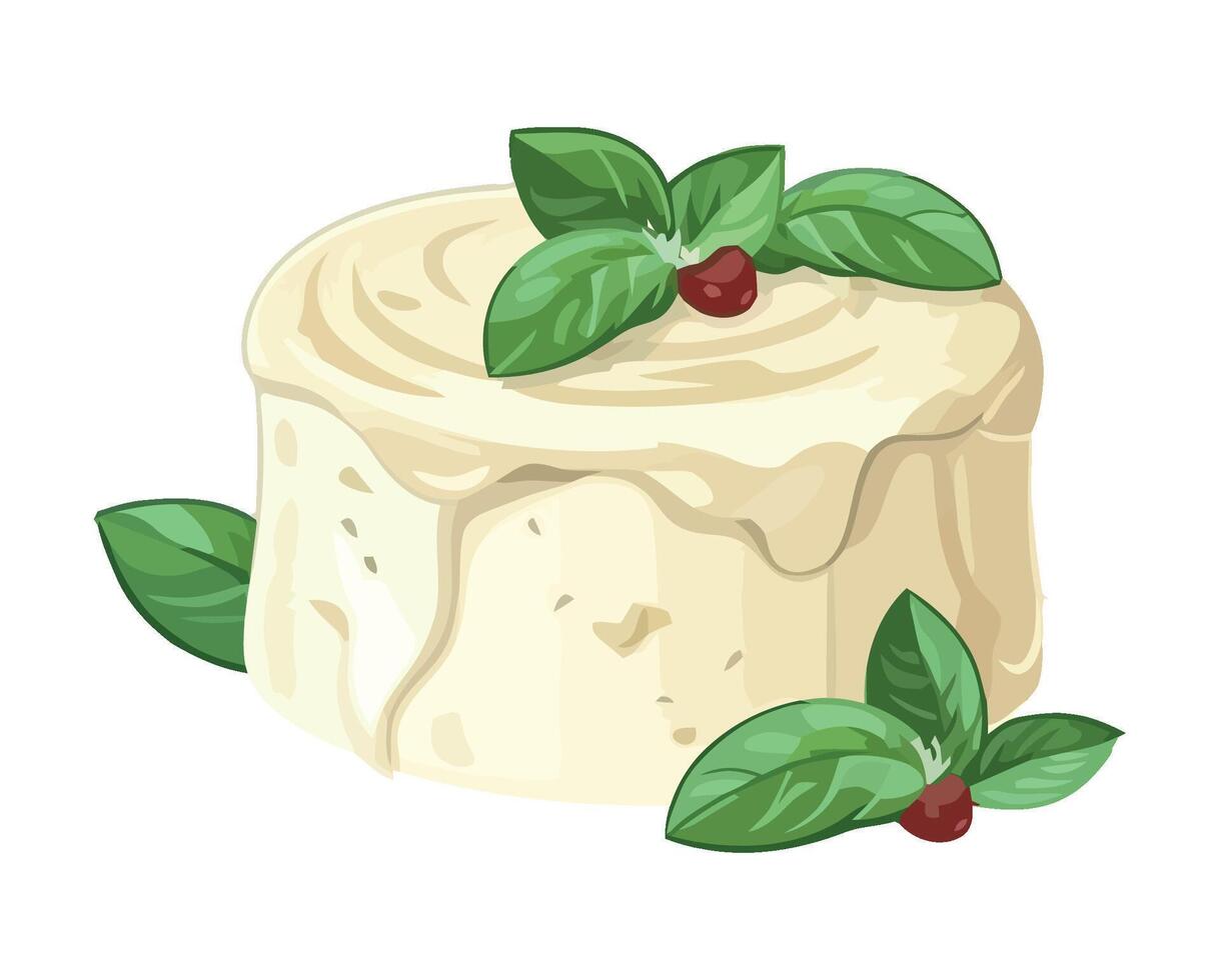 Freshly cooked cake with mint leaf icon isolated vector