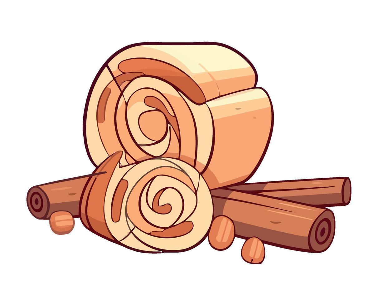 Sweet dessert with organic ingredients and spices icon isolated vector