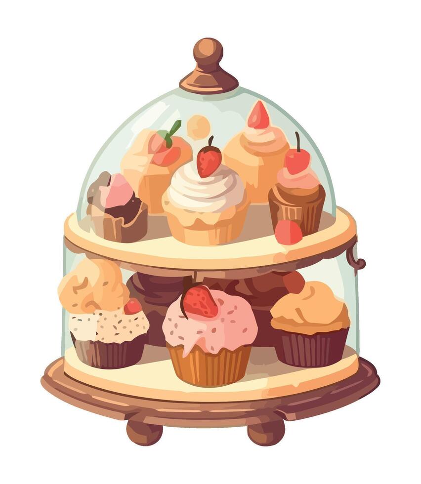 Sweet cupcakes for a birthday celebration icon isolated vector