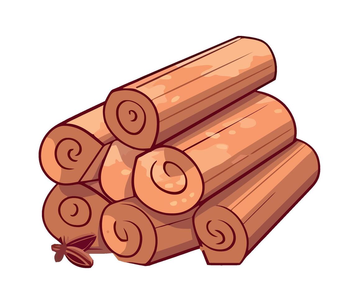 Organic spice cinnamon, nature seasoning icon isolated vector
