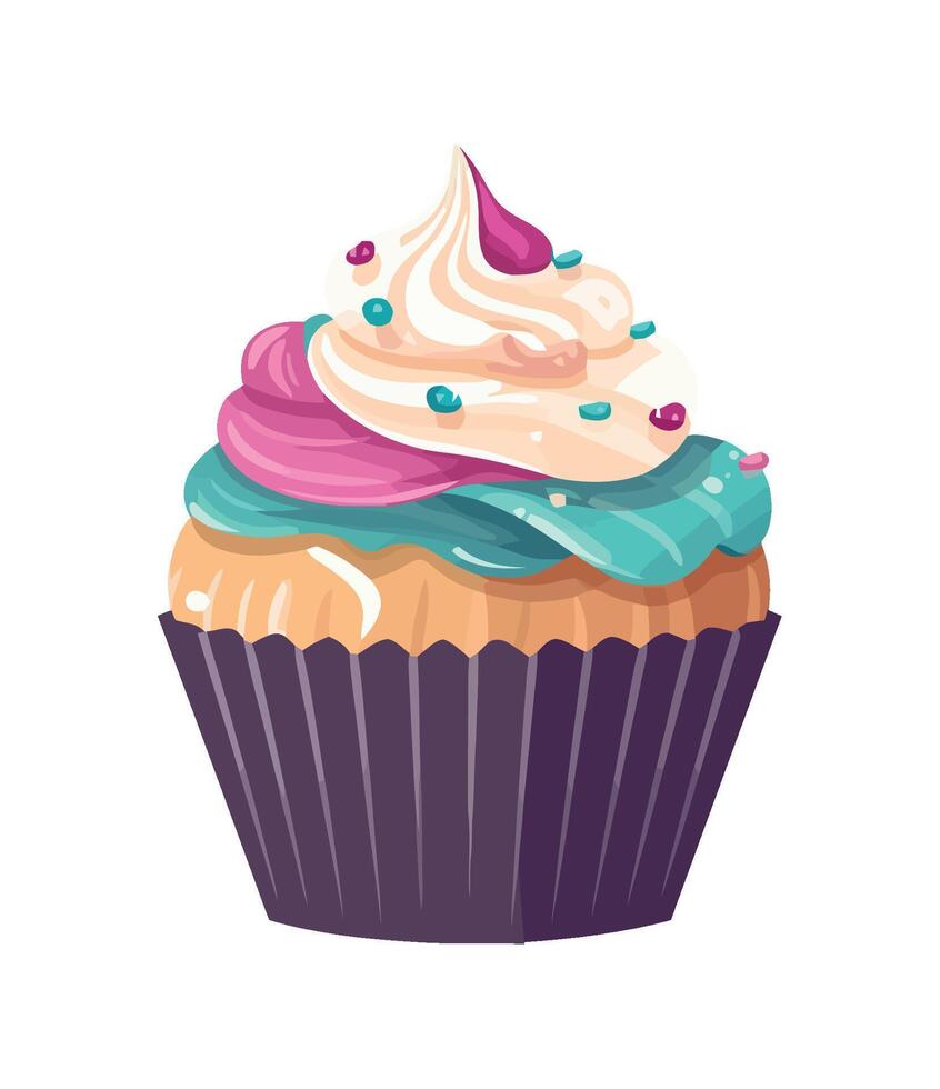 Gourmet cupcake cream and sprinkles icon isolated vector