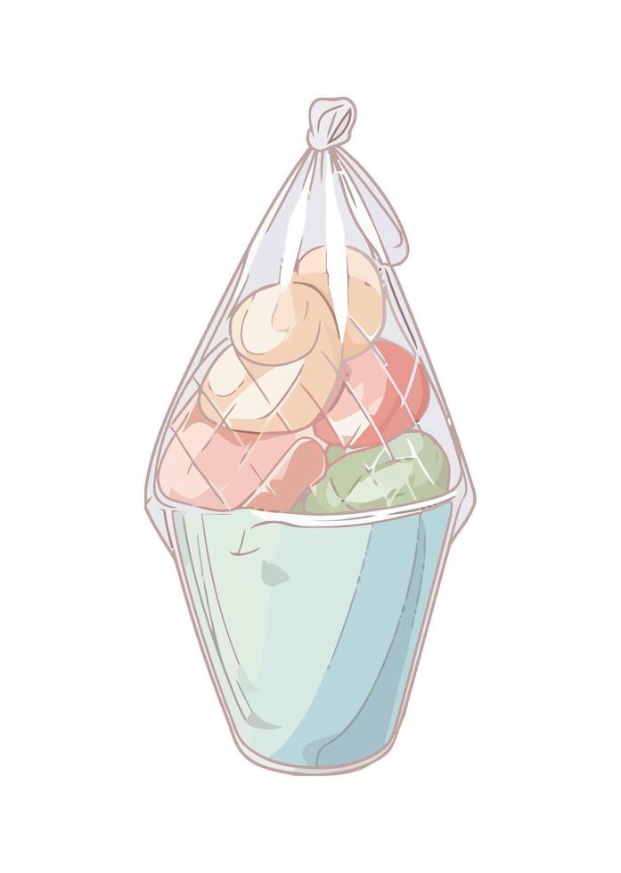 Sweet summer snack basket filled with berries icon isolated vector