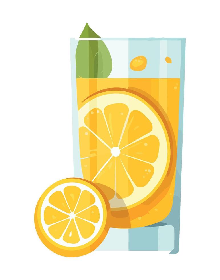 Juicy orange slice in refreshing summer cocktail icon isolated vector