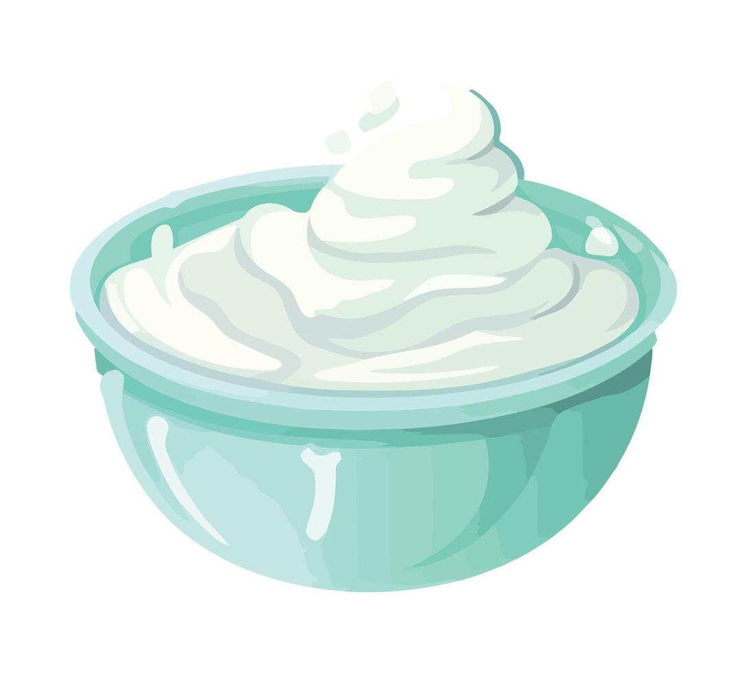 Creamy yogurt in a blue bucket collection icon vector
