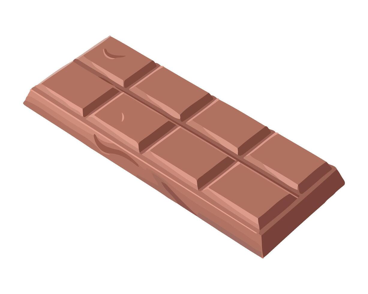 Broken chocolate bar slice, isolated on white icon vector