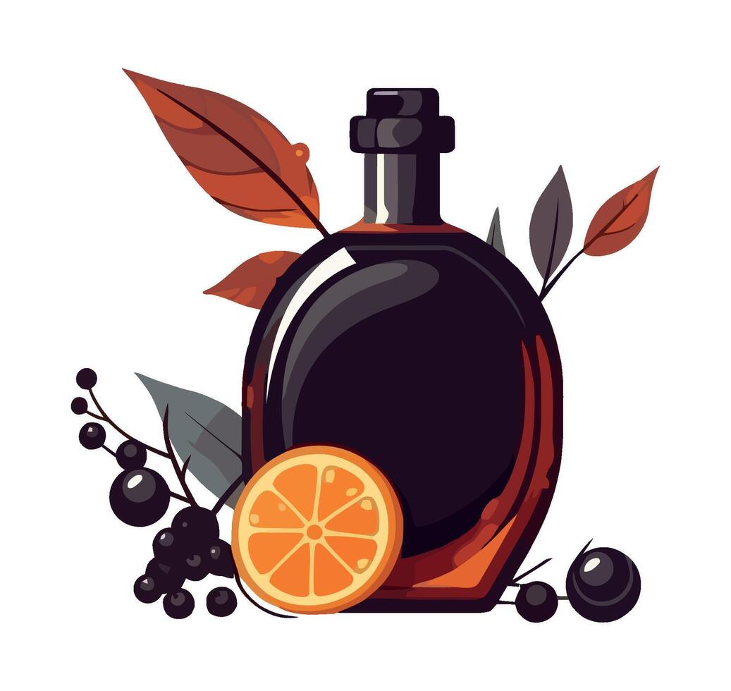 Fresh organic fruit and leaf illustration design icon vector