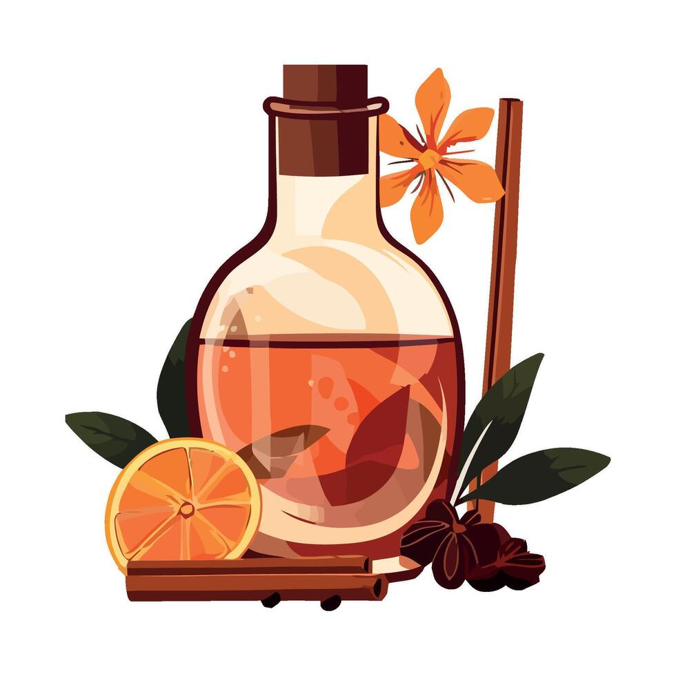 Fresh herbal cocktail with citrus and spice scent icon vector