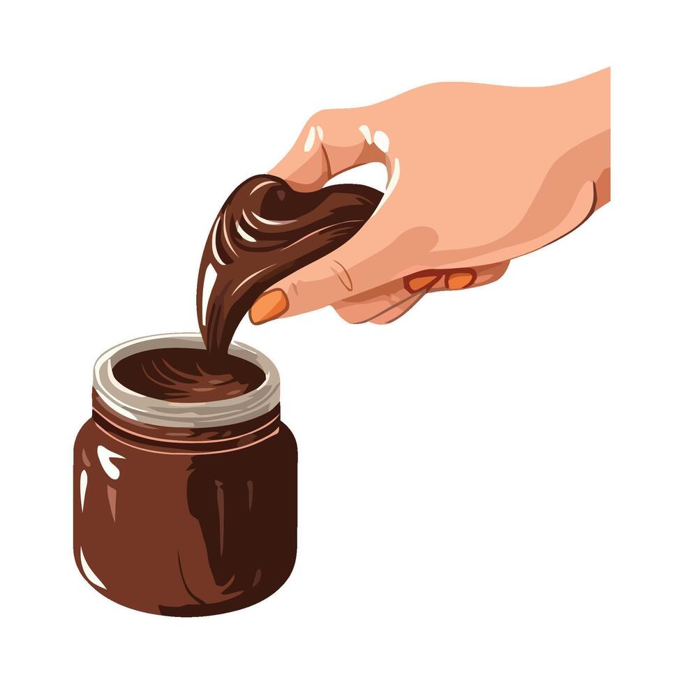 Hand holding gourmet chocolate cream icon isolated vector