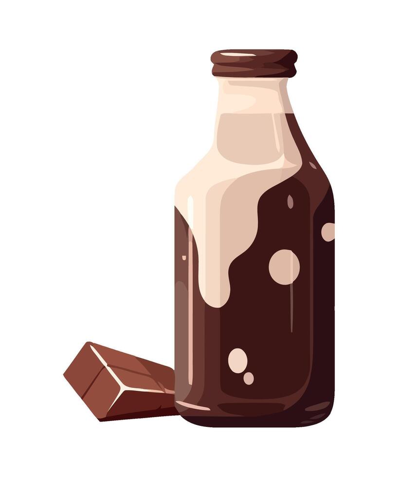 Fresh drink bottle icon with chocolate drop icon isolated vector