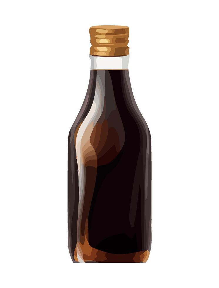 Transparent glass bottle with fresh organic liquid icon isolated vector